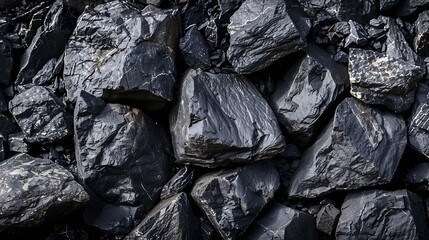 Aufkleber - Black white rock texture Gray stone background with copy space for design Wide banner Website header : Generative AI