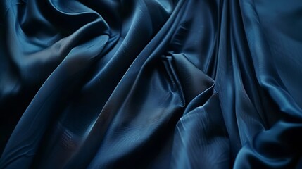 Poster - Black blue abstract background Dark blue silk satin texture Beautiful wavy soft folds on the surface of the fabric Navy blue elegant background with copy space for your design Web bann : Generative AI