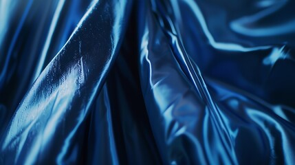 Poster - Black blue silk satin Dark elegant background with space for design Soft folds Wavy Shiny smooth fabric Luxurious Valentine 1402 Christmas New year festive : Generative AI