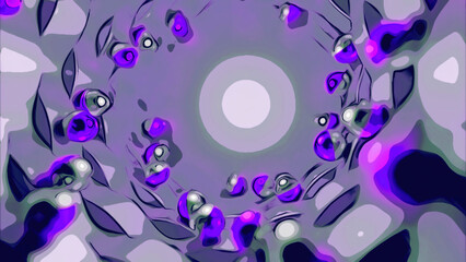 Poster - Colorful magical hypnotic corridor rolling pearls. Design. 3D bending ribbons and spheres.