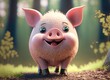 3D Cute smile pig kawaii character
