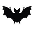 Black and White Aba Roundleaf Bat Silhouette. Vector Illustration.