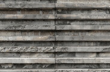 Detailed view of a dense wall constructed from gray concrete blocks. The blocks are stacked uniformly, showcasing the sturdy and industrial nature of the structure.