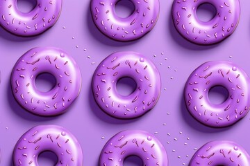 Wall Mural - Vibrant Purple donuts food. Glazed pastry. Generate Ai