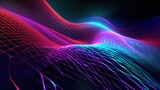 Fototapeta Do przedpokoju - Quantum Mesh in Vibrant Neon Colours, waving Abstract Background Professional Lighting and Cinematic for PowerPoint Presentations, Banners, and Wallpape