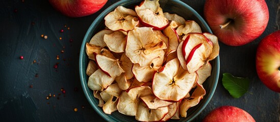 Poster - Fresh apples in a bowl with apple slices - healthy fruit snack concept