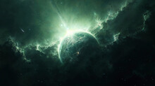 Eclipsing Planet with Green Aurora