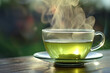 Steaming green tea