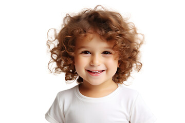 Little child smiles happily Isolated on transparent background. The face expresses the happiness and innocence of the child.