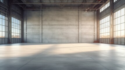 Empty warehouse with numerous windows