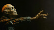 Cary puppet reaching out with the arm isolated on black background, Generative Ai

