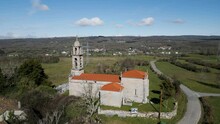 Santa Maria De Castrelo Church In San Xoan De Rio With Beautiful Bell Tower Carved From Stone