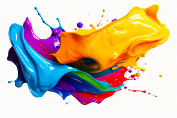 Wall Mural - Colorful liquid splashing on white background with white background.