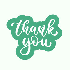 Wall Mural - Thank You lettering sticker design. Typography design. Vector hand drawn calligraphic style. The phrase Thank you.