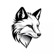 black and white fox head vector logo. generative ai