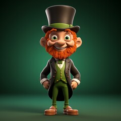 Charming Leprechaun Character in Classic Top Hat and Suit for St. Patrick's Day