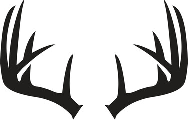 deer antlers, mammal, wild animal, wildlife, vector, illustration in black color, isolated on white 