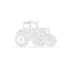 Wall Mural - The tractor symbol filled with black dots. Pointillism style. Vector illustration on white background