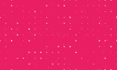 Poster - Seamless background pattern of evenly spaced white bird symbols of different sizes and opacity. Vector illustration on pink background with stars