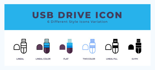 Wall Mural - Usb drive set of vector icon. For web. and mobile app