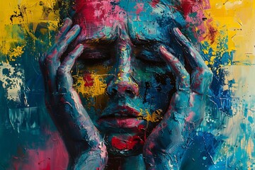 Wall Mural - abstract wallpaper version of depression and anxiety in vibrant colors