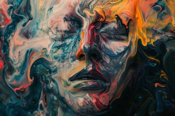 Wall Mural - abstract wallpaper version of depression and anxiety in vibrant colors