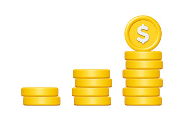 Wall Mural - 3d stack of gold coins with dollar sign isolated on transparent background. business and finance con