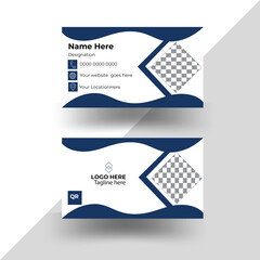 Wall Mural - This is a corporate business card modern and simple creative and clean business card design .Stylish white and blue business card design. Business card design with mock up.