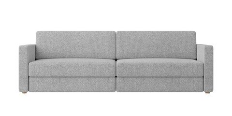 Poster - Realistic front view modern sofa grey color transparent bacground. 3d rendering png file.