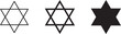 Judaism Sign, Icon. Six pointed stars collection. Vector Illustration