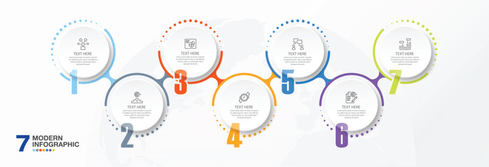 Wall Mural - Basic circle infographic template with 7 steps, process or options, process chart, Used for process diagram, presentations, workflow layout, flow chart.