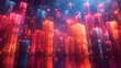 abstract docker containers background with glowing lights and flares
