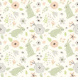 Easter pattern with bunnies and flowers