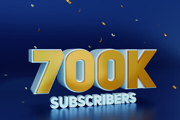 Thank you subscribers peoples, 700k online social group, seven hundred thousand happy banner celebrate, 3D render illustration