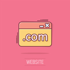 Wall Mural - website domain icon in comic style. com internet address cartoon vector illustration on isolated bac