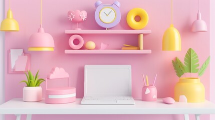 A laptop computer sitting on top of a white desk