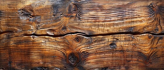 Canvas Print - An aged wooden texture in brown.