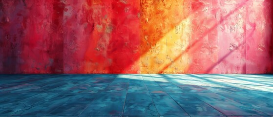 Fototapete - 3D rendering of a colorless wall background with a falling shadow. The shadow is applied to the wall.