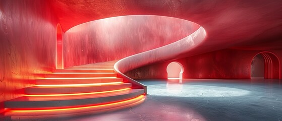 Poster - Design Architecture Background in Red 3D Illustration