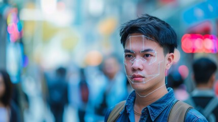 Aufkleber - A facial recognition concept for authentication. A biometric security system.