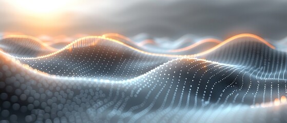 Poster - There are waves of dots and weave lines on an abstract background. There is a network structure that connects the dots.