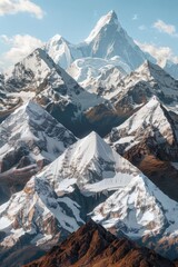 Canvas Print - Majestic mountain range covered in snow, perfect for outdoor and travel concepts