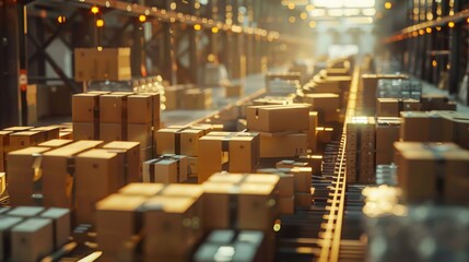Poster - A large warehouse filled with boxes. Perfect for industrial concepts