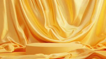 Poster - A white pedestal standing against a bright yellow background. Ideal for showcasing products or objects