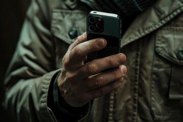 Aufkleber - Person holding a cell phone, suitable for technology concepts