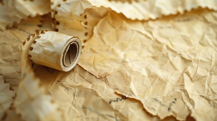Poster - Paper roll placed on top of a sheet of paper, suitable for office or education concepts