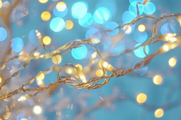 Poster - A close up of a bunch of lights on a tree. Perfect for holiday and festive concepts