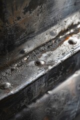 Poster - Close up of a metal object with water droplets. Suitable for industrial concepts