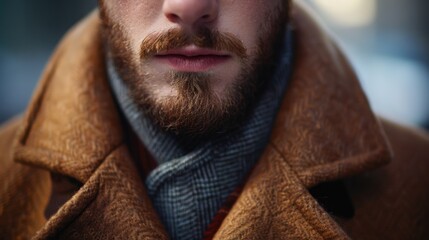 Poster - Close up of a man wearing a coat and tie, suitable for business concepts