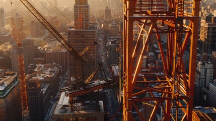 Poster - A bird's eye view of a bustling city. Suitable for urban design concepts